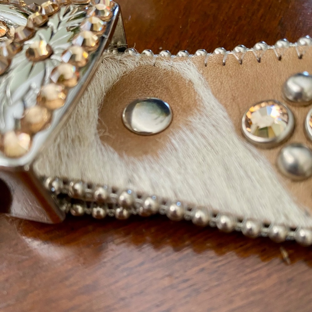 BB SIMON $595 Vintage Crystal Pony Hair Cowgirl Rocker Belt 38 - Picture 8 of 10